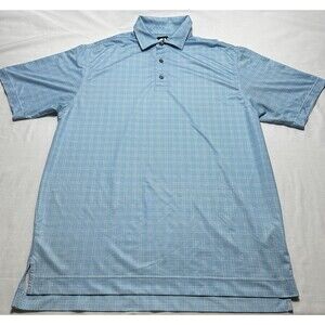 Footjoy FJ Performance Golf Polo Shirt Mens Medium Blue Short Sleeve *READ FLAWS